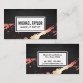 Carte De Visite Marbre or rose | Métal foncé élégant (Devant / Derrière)