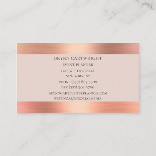 Carte De Visite Marbre or rose Moderne Élégant (Dos)