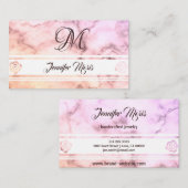 Carte De Visite Marbre pastel tendance beige rose avec monogramme (Devant / Derrière)