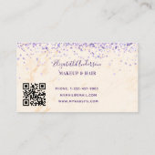 Carte De Visite Marbre pêche violet confetti qr code (Dos)