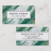 Carte De Visite Marbre peint accentué vert d'or vert de jade (Devant / Derrière)