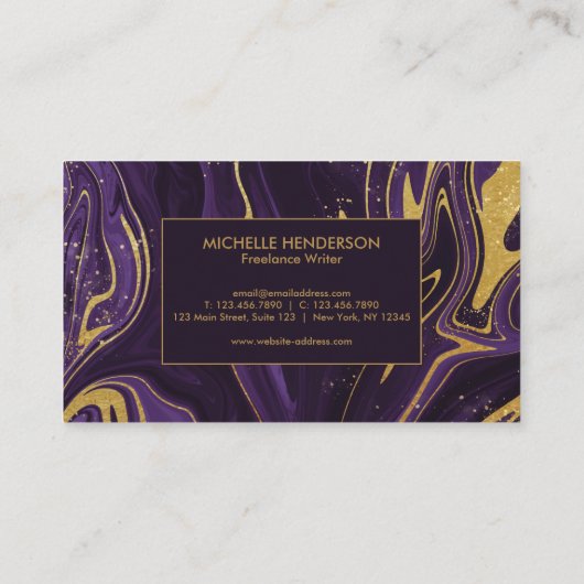 Carte De Visite Marbre pourpre et doré (Dos)