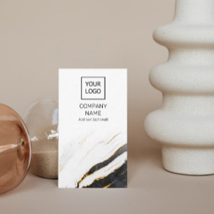 Carte De Visite Marbre professionnel unique noir et blanc vertical