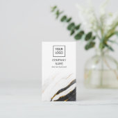 Carte De Visite Marbre professionnel unique noir et blanc vertical (Debout devant)