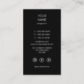 Carte De Visite Marbre professionnel unique noir et blanc vertical (Dos)