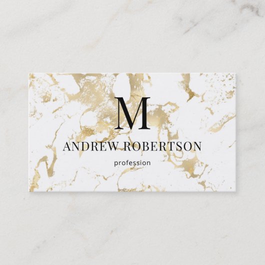 Carte De Visite Marbre QR Code Faux Gold Foil (Devant)