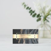 Carte De Visite Marbre rayé noir professionnel doré (Debout devant)