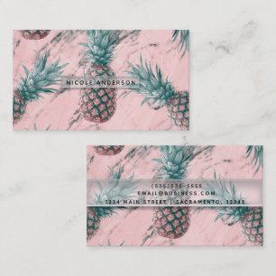 Carte De Visite Marbre rose ananas spirale moderne Tropical chic