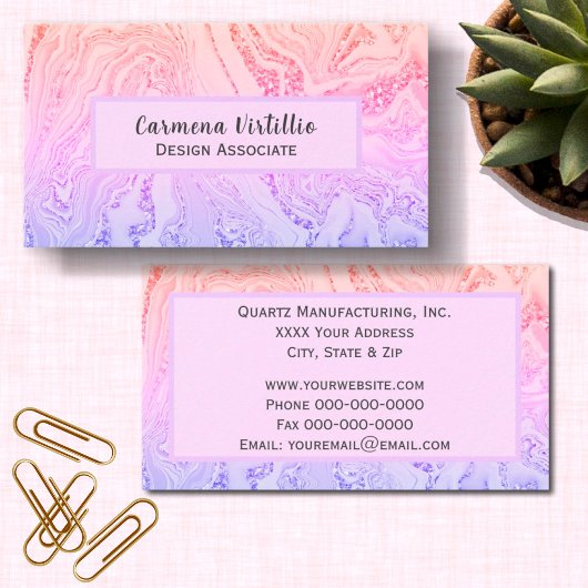 Carte De Visite Marbre rose avec Parties scintillant