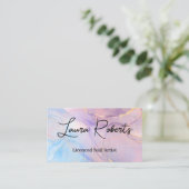 Carte De Visite Marbre Rose Bleu & Or (Debout devant)