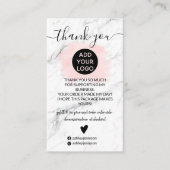 Carte De Visite Marbre rose brosse logo commander merci (Devant)