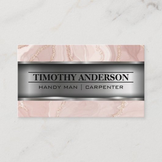 Carte De Visite Marbre rose | Couleur (Devant)