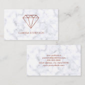 Carte De Visite marbre rose de blanc de diamant d'or de faux clair (Devant / Derrière)