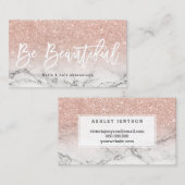 Carte De Visite Marbre rose de parties scintillantes d'or de belle (Devant / Derrière)