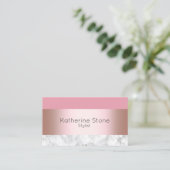 Carte De Visite Marbre rose de rose d'or de poussin moderne (Debout devant)