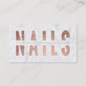 Carte De Visite Marbre rose de typographie d'or coupé par clous (Dos)