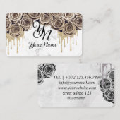 Carte De Visite Marbre Rose d'or initial (Devant / Derrière)