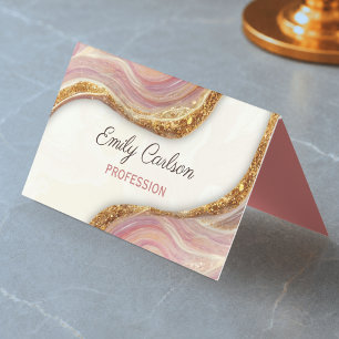 Carte De Visite Marbre rose élégant avec faux éclat doré