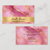 Carte De Visite Marbré rose et or de luxe (Devant / Derrière)
