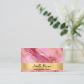 Carte De Visite Marbré rose et or de luxe (Debout devant)