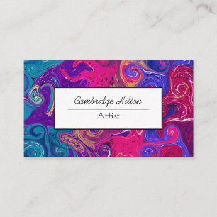 Carte De Visite Marbre Rose et Violet Moderne Abstrait Art Fluide 