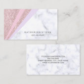 Carte De Visite Marbre rose géométrique élégant de blanc de (Devant / Derrière)
