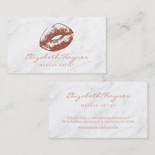 Carte De Visite Marbre Rose Gold Lips Lipstick Artiste maquillage
