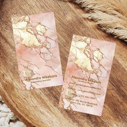 Carte De Visite Marbre Rose Luxe Or Professionnel