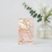 Carte De Visite Marbre Rose Luxe Or Professionnel (Debout devant)