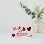 Carte De Visite Marbre rose merci fait avec amour (Debout devant)