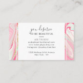 Carte De Visite Marbre rose moderne chic or élégant maquillage art (Dos)