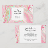 Carte De Visite Marbre rose moderne chic or élégant maquillage art (Devant / Derrière)