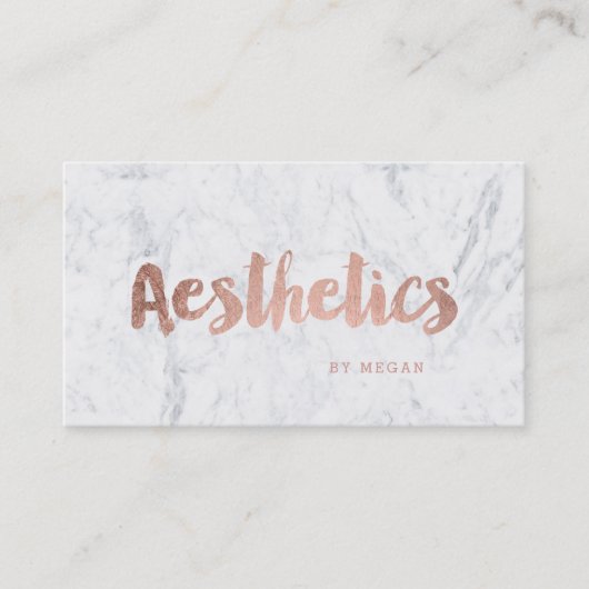 Carte De Visite Marbre rose moderne de typographie d'or (Devant)