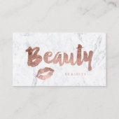 Carte De Visite Marbre rose moderne de typographie d'or de beauté (Devant)