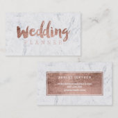 Carte De Visite Marbre rose moderne de typographie d'or de wedding (Devant / Derrière)