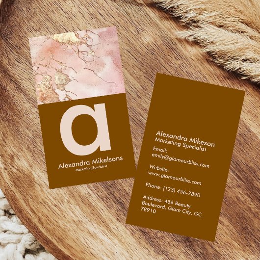 Carte De Visite Marbre Rose Moderne Luxe Marque