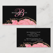 Carte De Visite Marbre rose Or Agate Maquillage noir Artiste (Devant / Derrière)