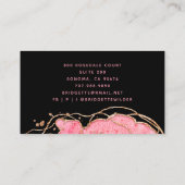 Carte De Visite Marbre rose or Agate noir cheveux stylo (Dos)
