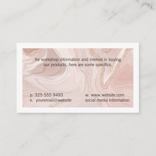Carte De Visite Marbre rose Or | Bordure blanche (Dos)