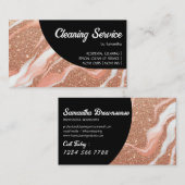 Carte De Visite Marbre rose or Glitz noir (Devant / Derrière)