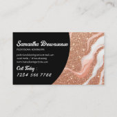 Carte De Visite Marbre rose or Glitz noir (Dos)