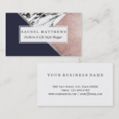 Carte De Visite Marbre Rose or Marine bleu triangle géométrique (Devant / Derrière)