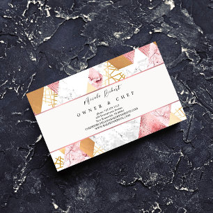 Carte De Visite marbre rose or Patisserie Pâtisserie Chef boulange