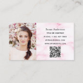 Carte De Visite Marbre rose or photo élégant code QR (Dos)