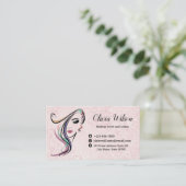Carte De Visite Marbre rose vif Beauté Parlante coiffeuse (Debout devant)