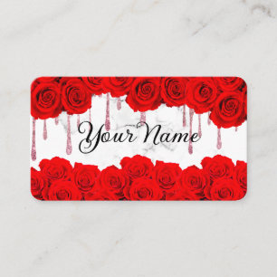 Carte De Visite Marbre Roses Rouges