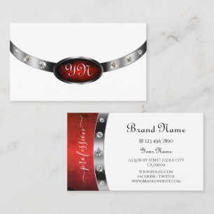 Carte De Visite Marbre rouge argent blanc luxe Faux Rhinestones