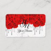 Carte De Visite Marbre Rouge Roses initial (Devant)