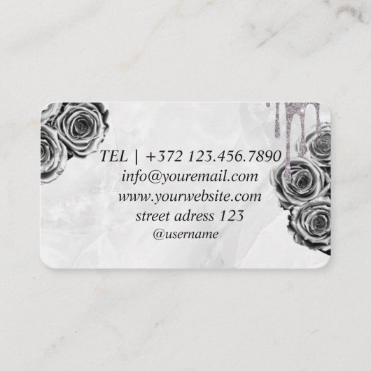 Carte De Visite Marbre Rouge Roses initial (Dos)