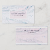 Carte De Visite Marbre Simple Blanc Et Rose (Devant / Derrière)